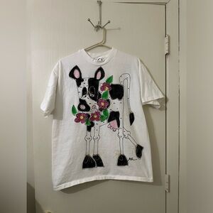 Moo Moo Shirt Screenprinting On Both Sides Light Stain Back Bottom see photo